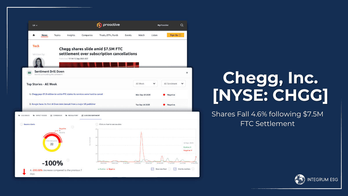 Chegg Shares Drop 4.6% After $7.5M FTC Settlement | ESG Controversy