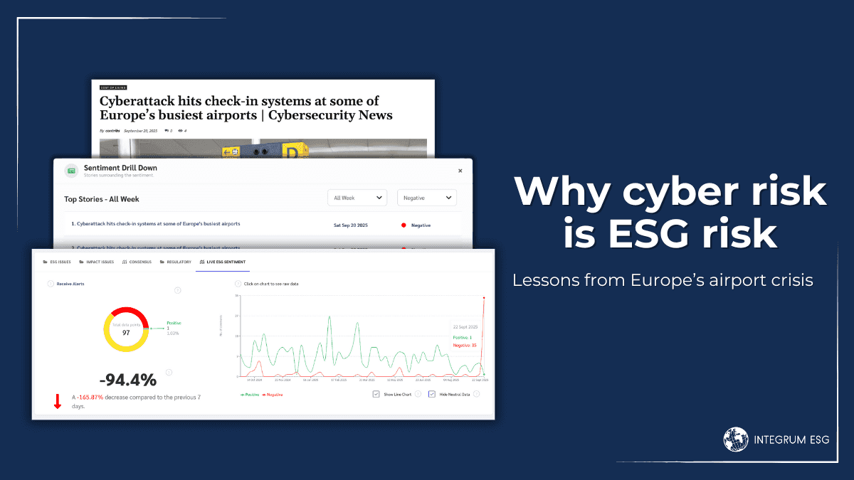 Why cyber risk is ESG risk - lessons from Europe’s airport crisis